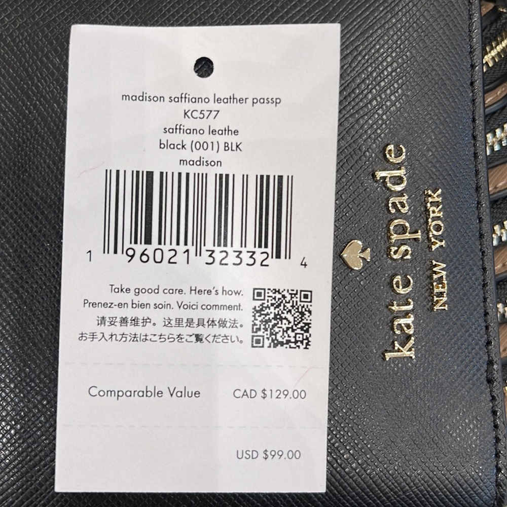 Kate Spade Madison Leather Passport Holder, Crush Proof, Black
NWT - Picture 6 of 16